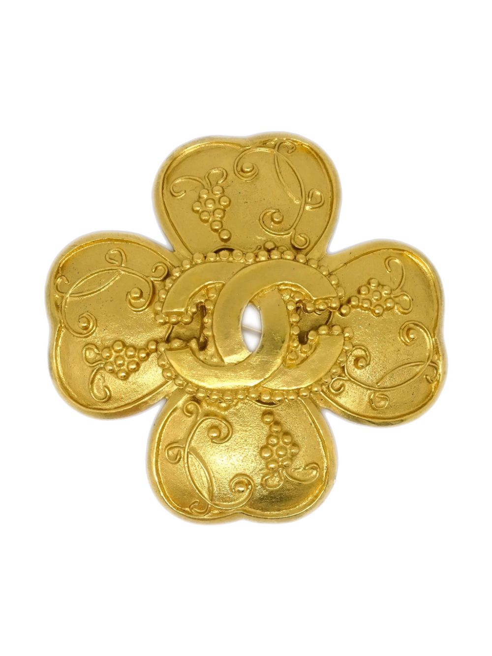 CHANEL Pre-Owned 1996 CC clover brooch - Gold von CHANEL Pre-Owned