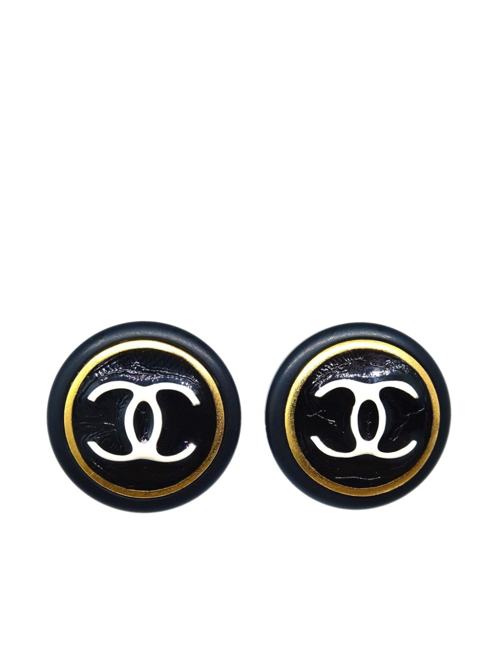 CHANEL Pre-Owned 1997 CC button clip-on earrings - Black von CHANEL Pre-Owned