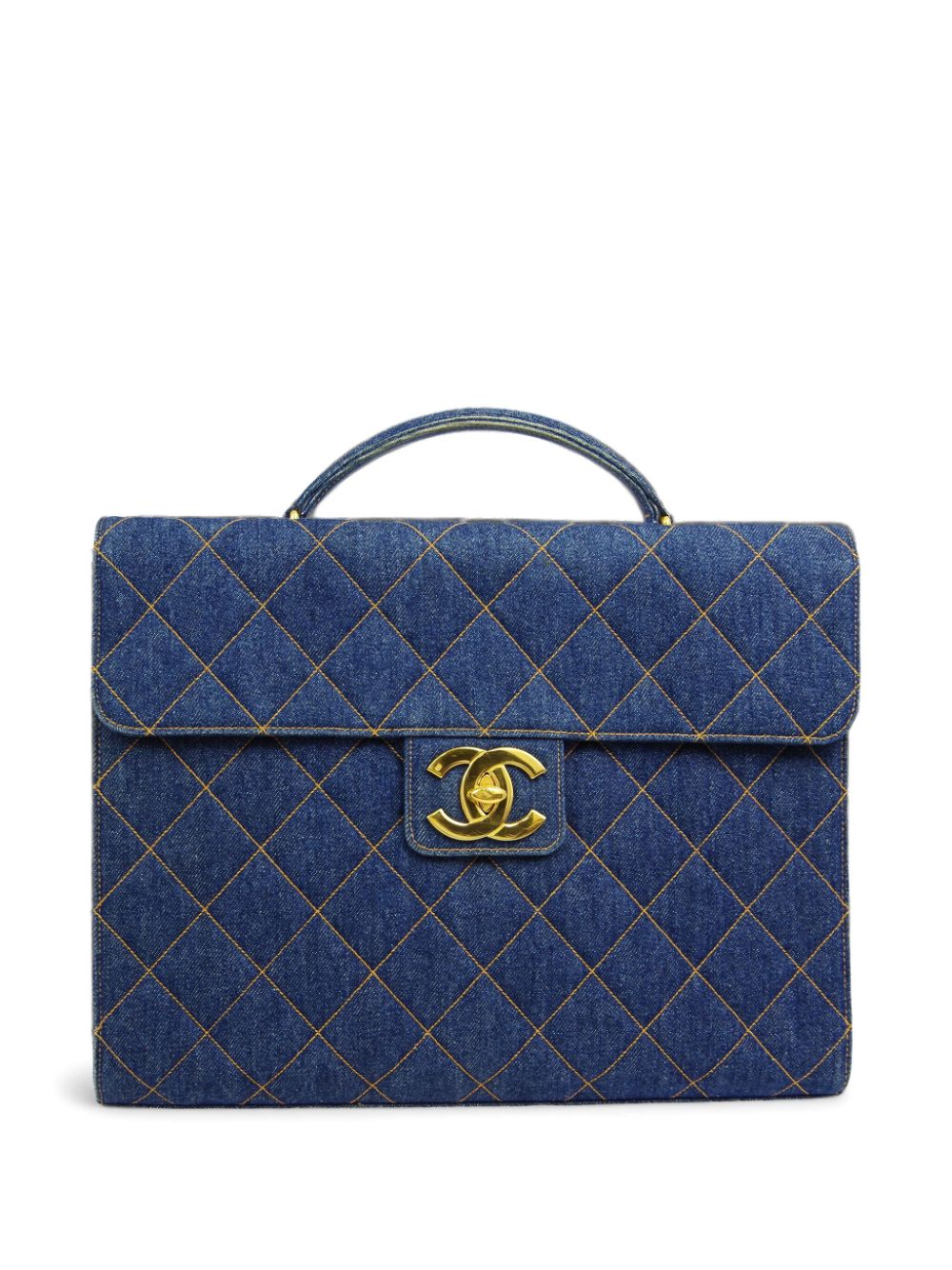 CHANEL Pre-Owned 1997 CC diamond-quilted briefcase - Blue von CHANEL Pre-Owned