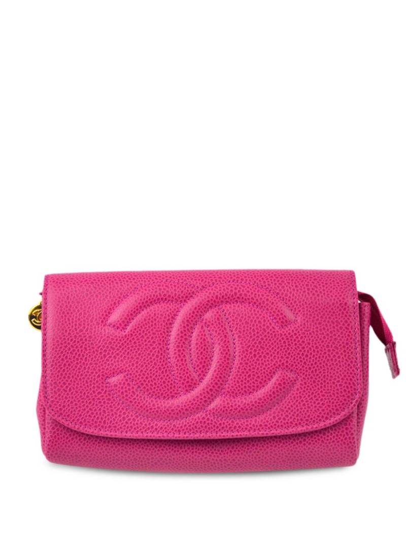 CHANEL Pre-Owned 1997 CC-embossed leather make-up bag - Pink von CHANEL Pre-Owned