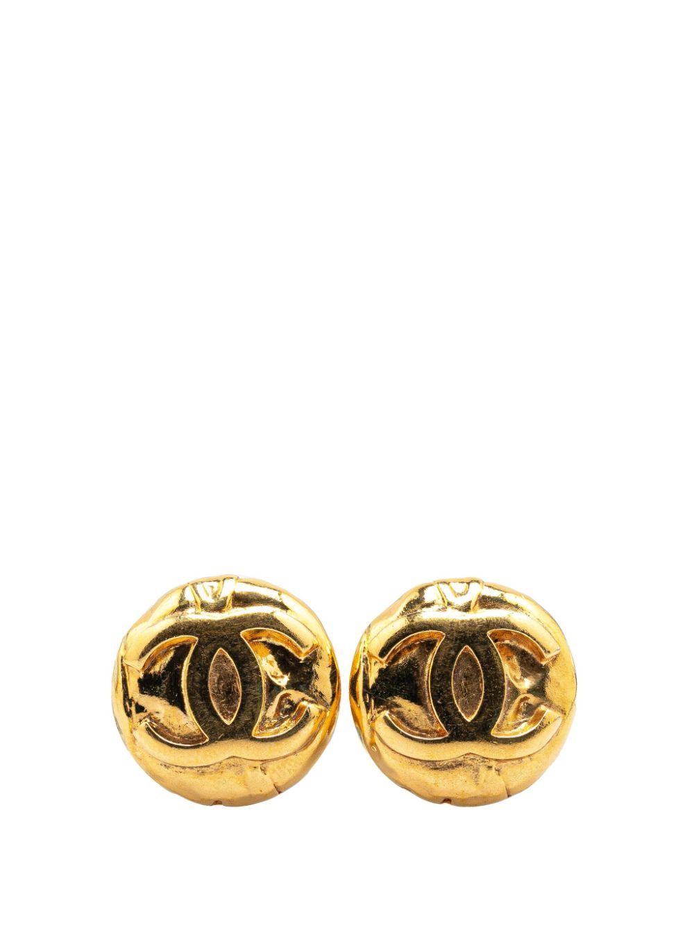 CHANEL Pre-Owned 1997 Gold Plated CC Round Clip On costume earrings von CHANEL Pre-Owned