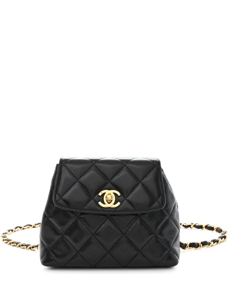 CHANEL Pre-Owned 1997 leather-and-chain diamond-quilted flap belt bag - Black von CHANEL Pre-Owned