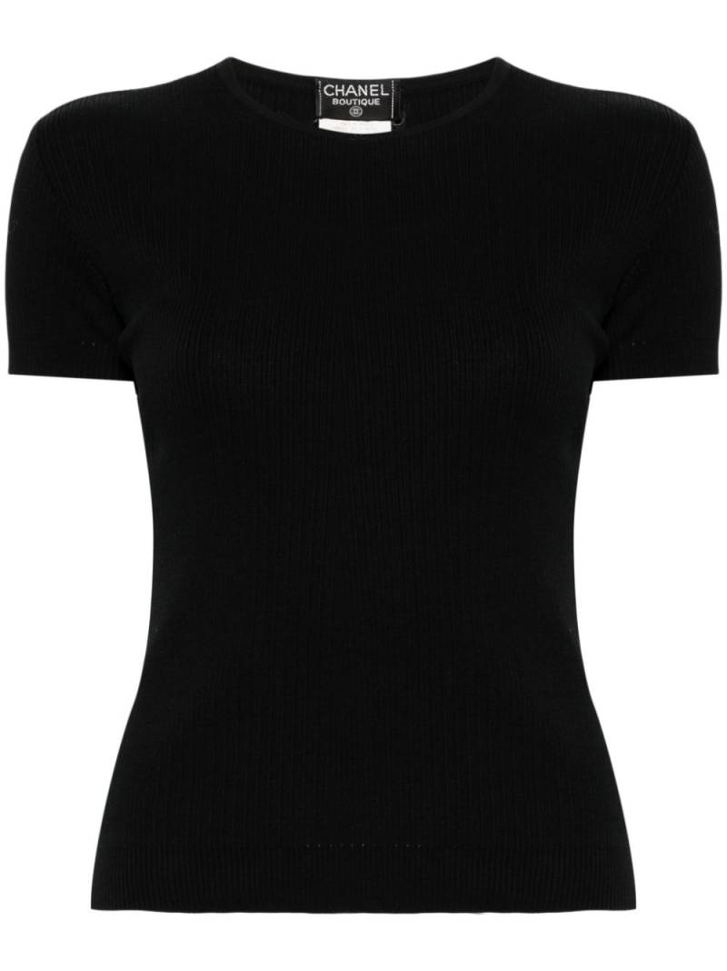 CHANEL Pre-Owned 1997 ribbed-knit cotton T-shirt - Black von CHANEL Pre-Owned