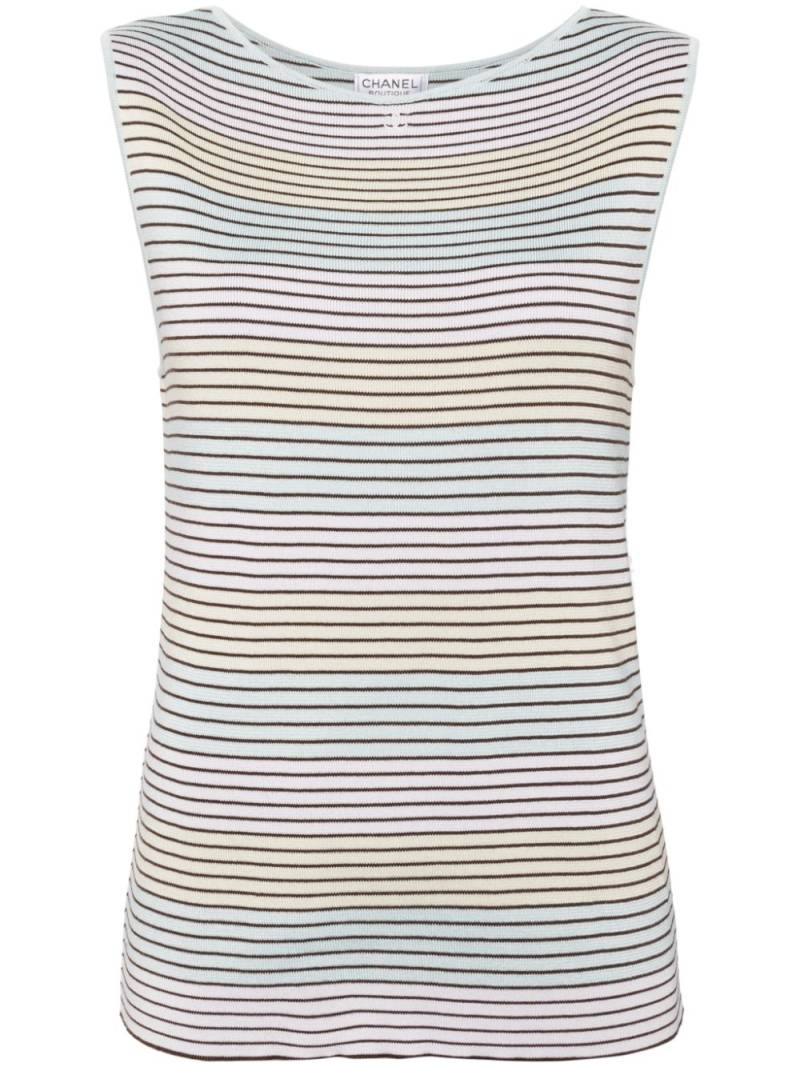 CHANEL Pre-Owned 1998 CC striped tank top - Blue von CHANEL Pre-Owned