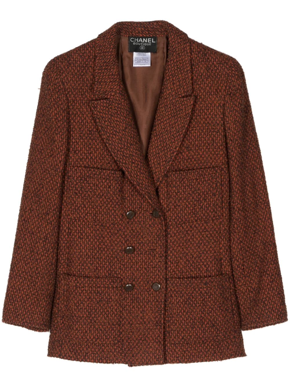 CHANEL Pre-Owned 1998 double-breasted tweed blazer - Brown von CHANEL Pre-Owned