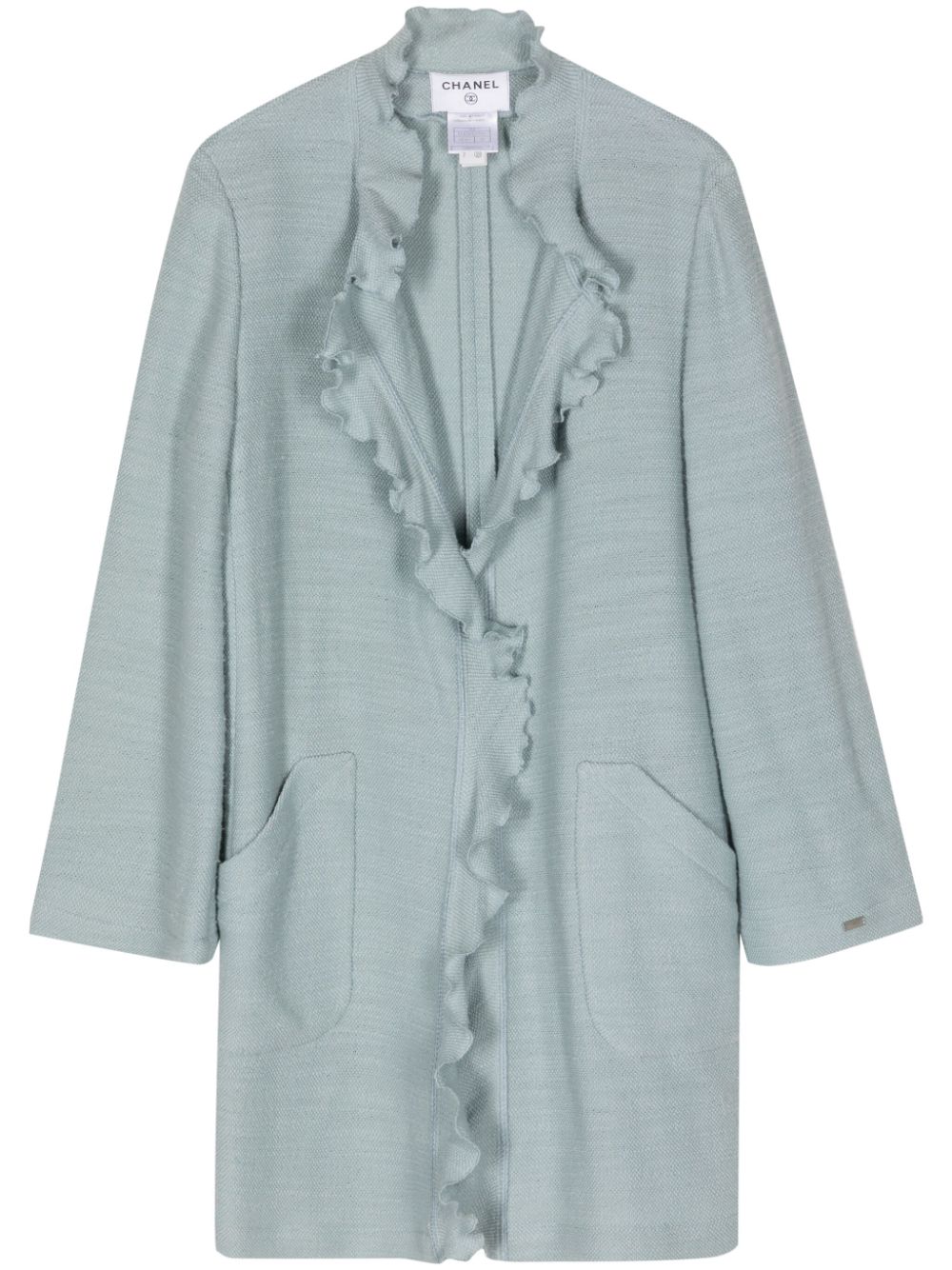 CHANEL Pre-Owned 1998 ruffled long cardigan - Blue von CHANEL Pre-Owned