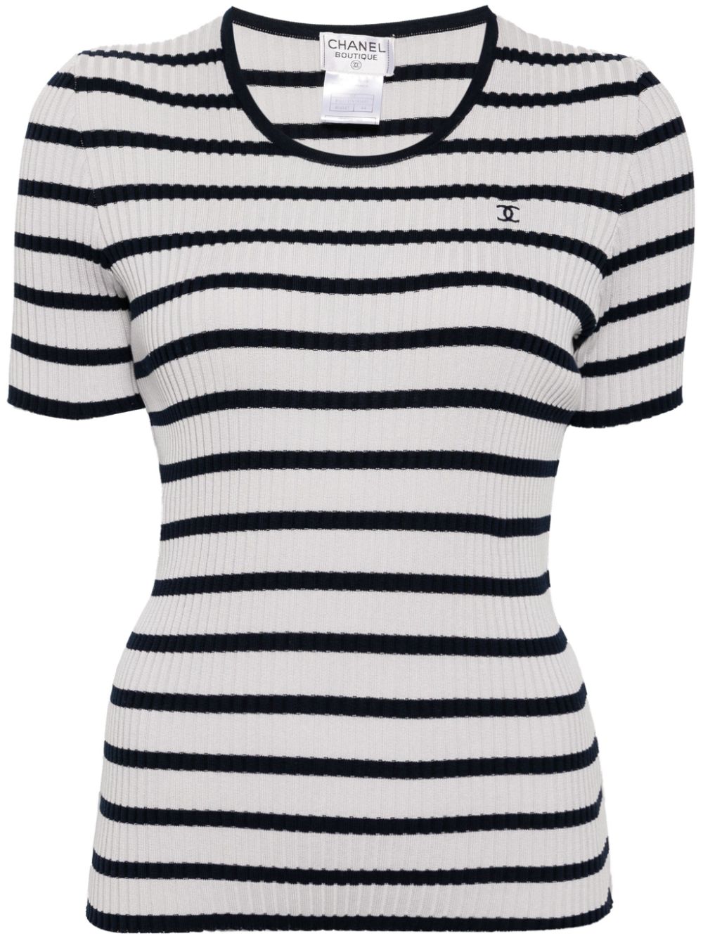 CHANEL Pre-Owned 1998 striped ribbed-knit top - Blue von CHANEL Pre-Owned