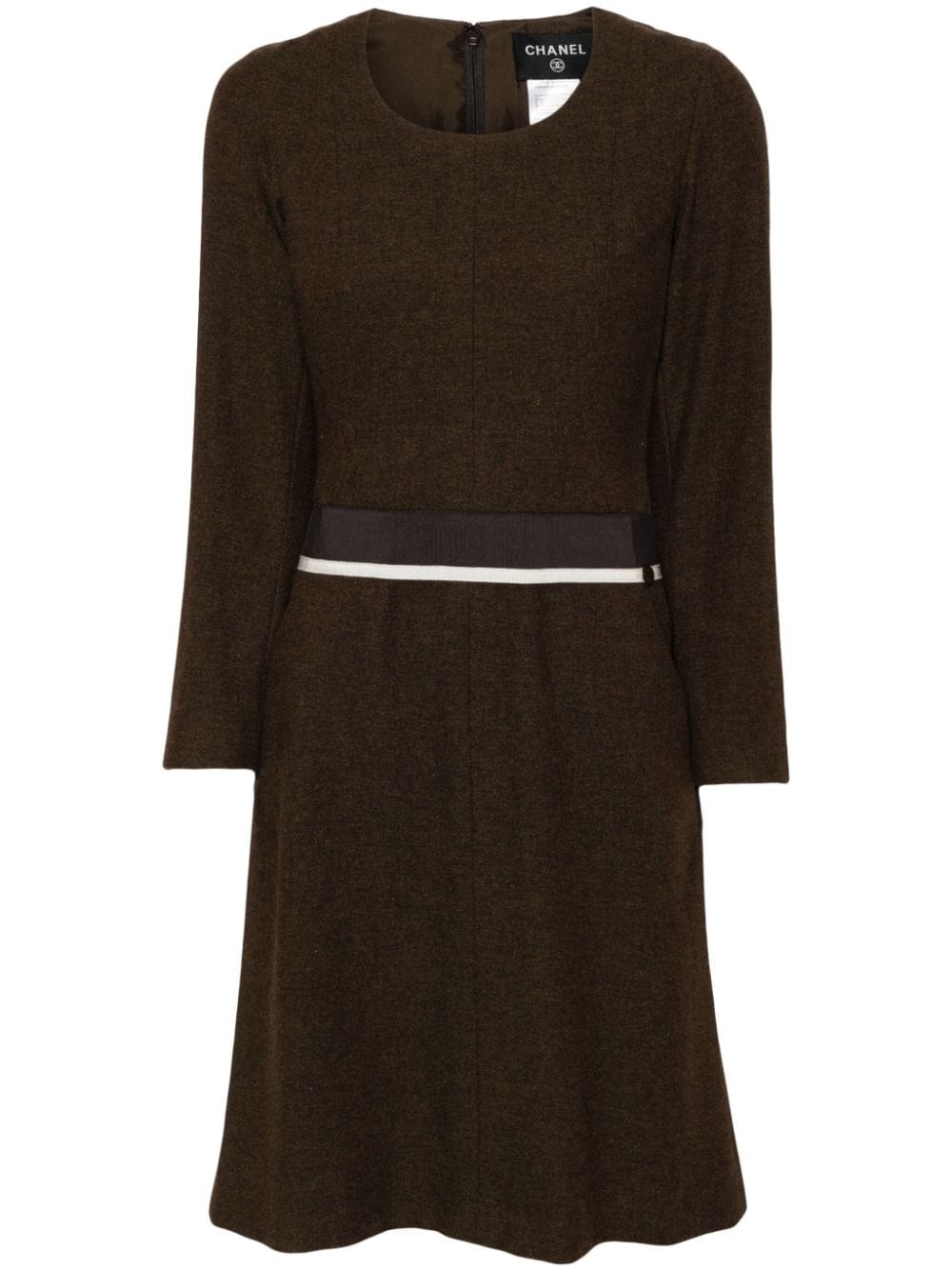 CHANEL Pre-Owned 1999 panelled belt long-sleeved dress - Brown von CHANEL Pre-Owned