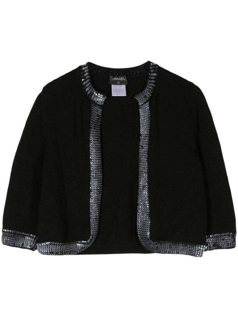 CHANEL Pre-Owned 1999 sequin-embellished cropped cardigan - Black von CHANEL Pre-Owned