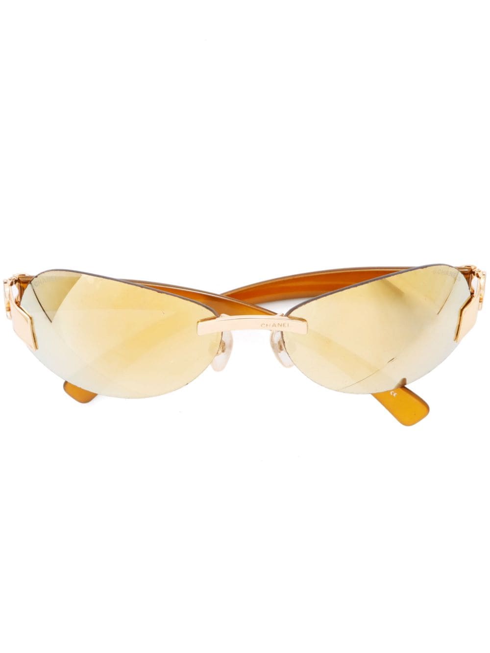 CHANEL Pre-Owned 2000 CC oval-frame sunglasses - Yellow von CHANEL Pre-Owned