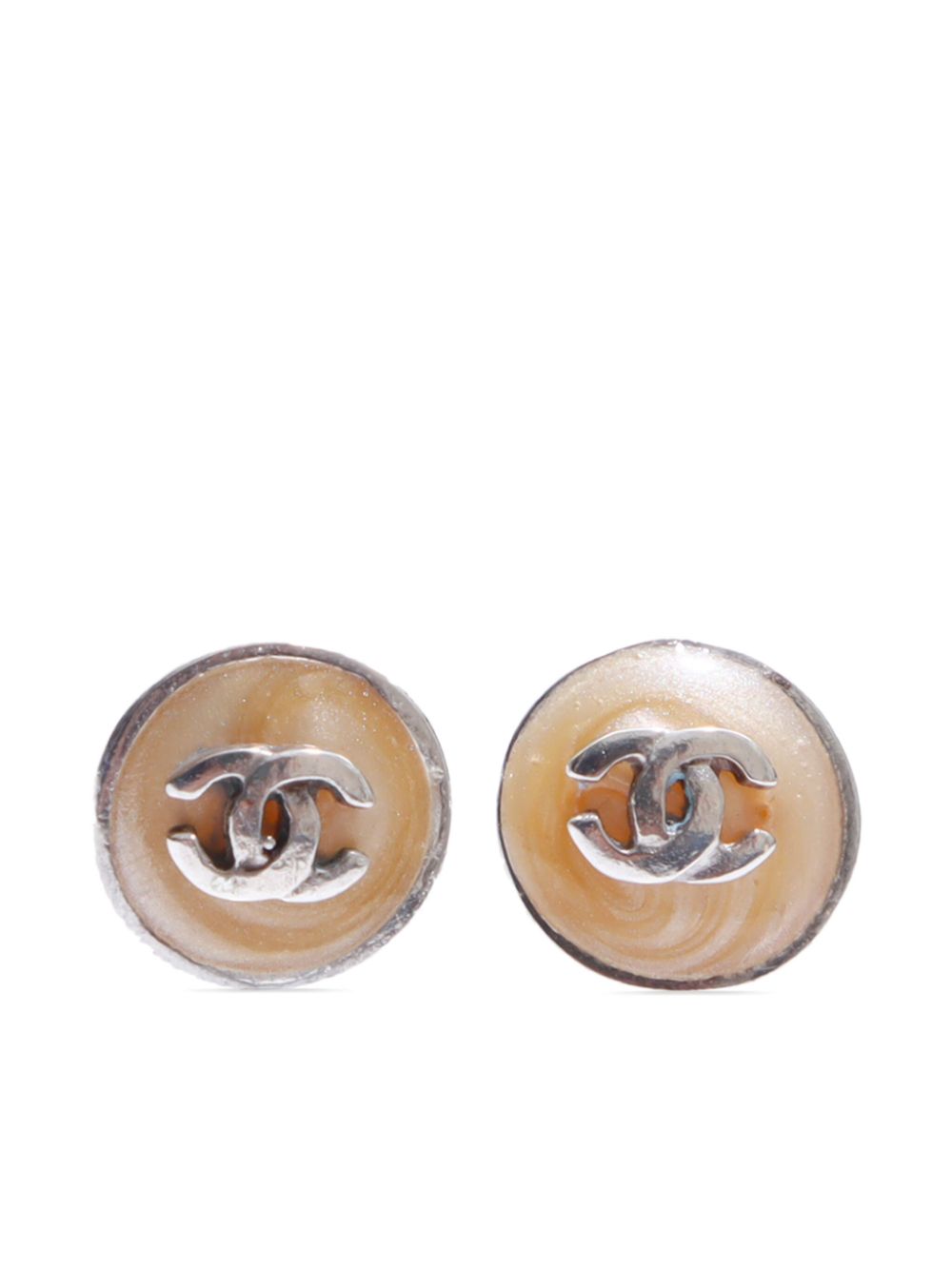 CHANEL Pre-Owned 2000 silver plated CC stud earrings von CHANEL Pre-Owned