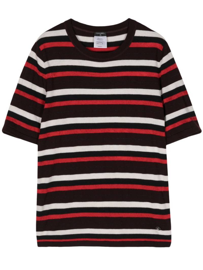 CHANEL Pre-Owned 2000 striped short-sleeve T-shirt - Brown von CHANEL Pre-Owned