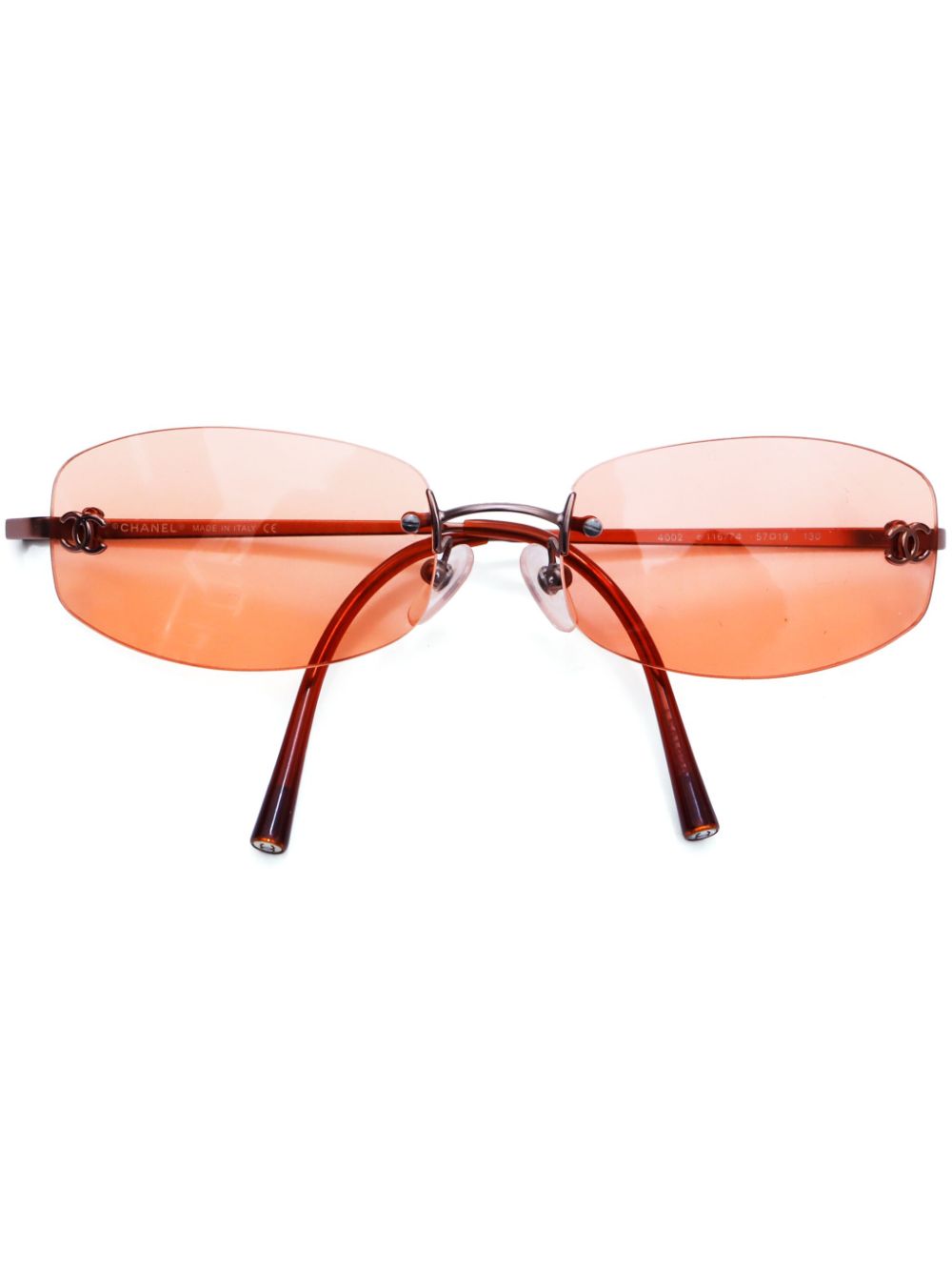 CHANEL Pre-Owned 2000s CC rimless rectangle-frame sunglasses - Orange von CHANEL Pre-Owned