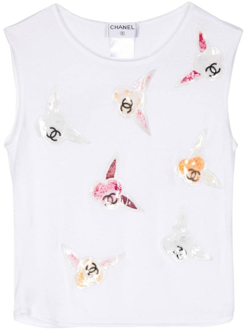 CHANEL Pre-Owned 2000s camellia patches tank top - White von CHANEL Pre-Owned