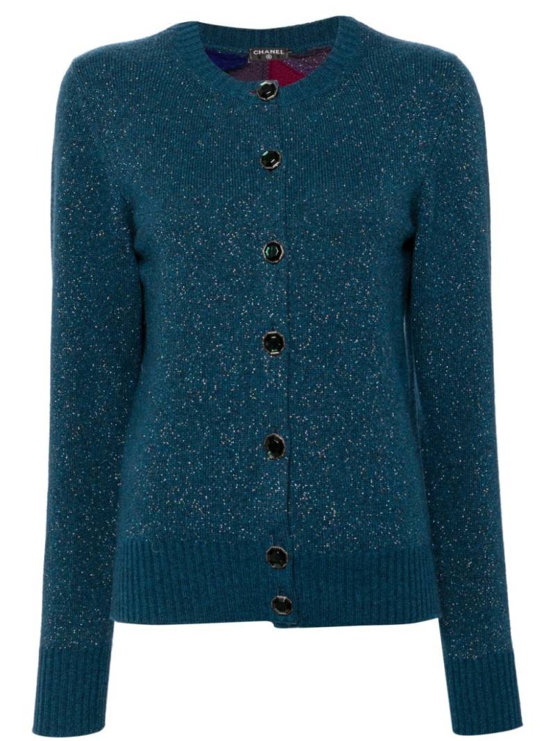 CHANEL Pre-Owned 2000s cashmere-blend lurex cardigan - Blue von CHANEL Pre-Owned