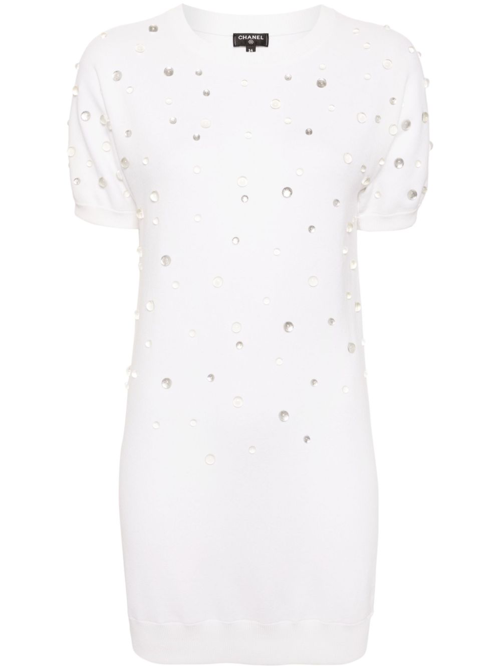 CHANEL Pre-Owned 2000s embellished jersey minidress - White von CHANEL Pre-Owned