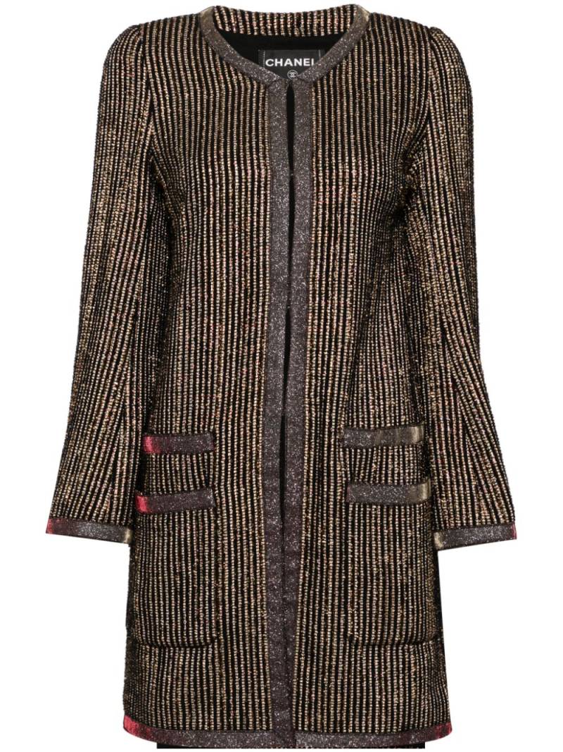 CHANEL Pre-Owned 2000s metallic-threading collarless coat - Brown von CHANEL Pre-Owned