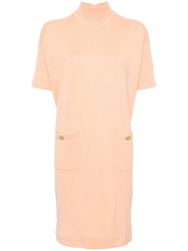 CHANEL Pre-Owned 2000s stand-up collar short-sleeved cashmere dress - Orange von CHANEL Pre-Owned