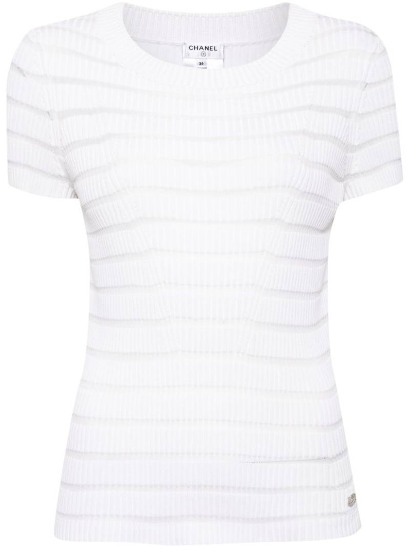 CHANEL Pre-Owned 2000s striped knitted T-shirt - White von CHANEL Pre-Owned