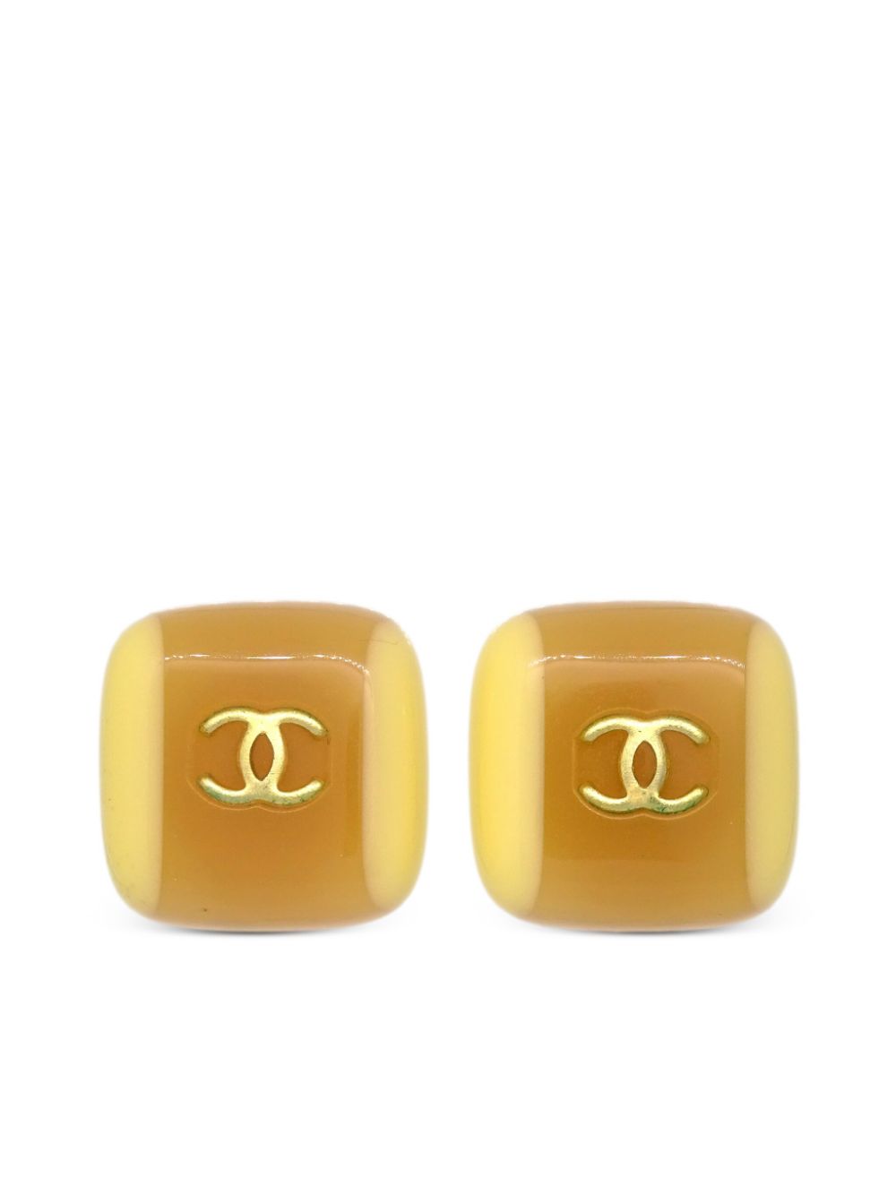 CHANEL Pre-Owned 2001 CC Square clip-on earrings - Gold von CHANEL Pre-Owned