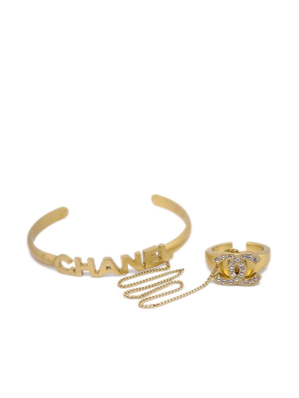 CHANEL Pre-Owned 2001 CC bangle and ring set - Gold von CHANEL Pre-Owned