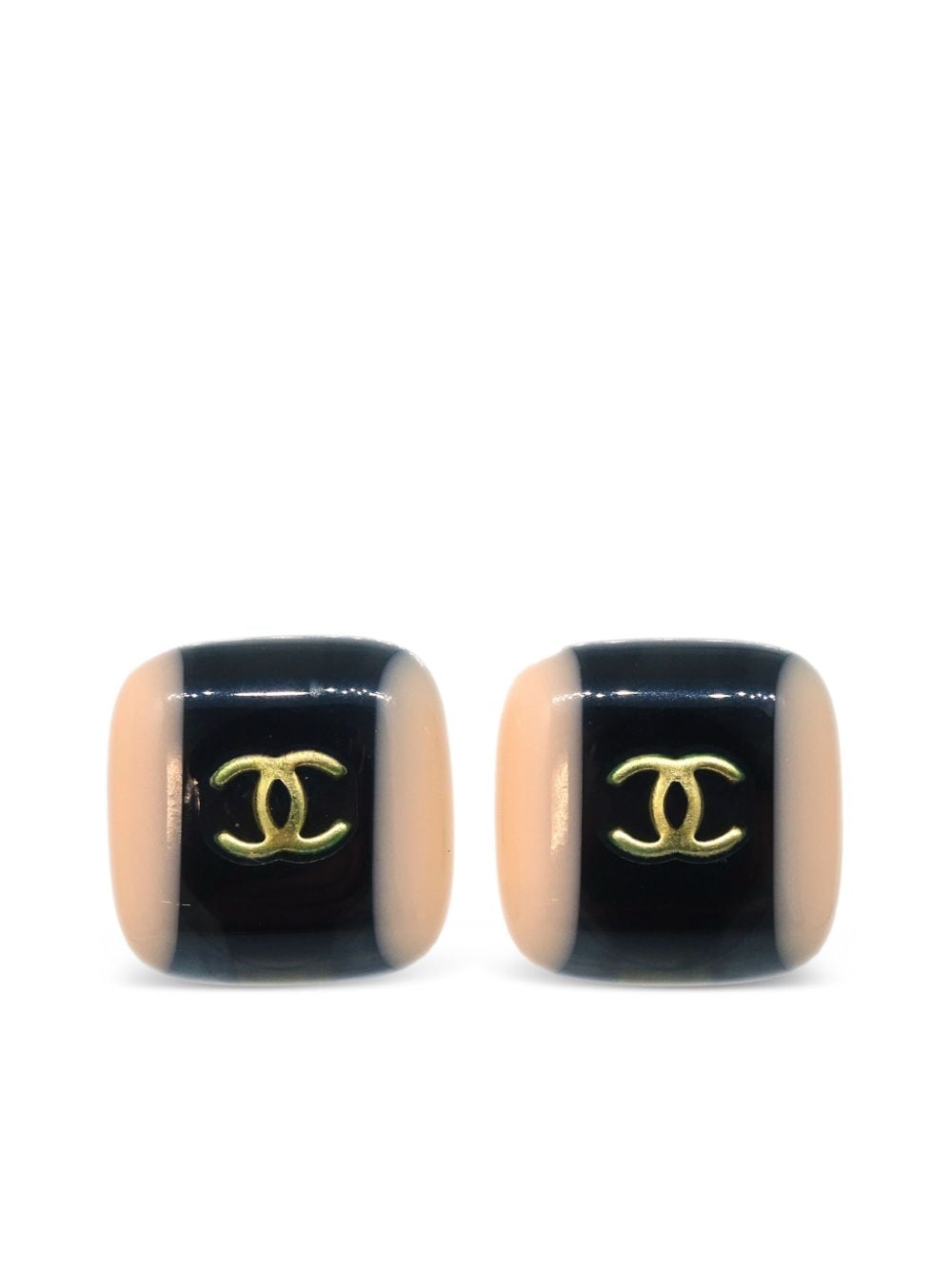 CHANEL Pre-Owned 2001 CC square clip-on earrings - Black von CHANEL Pre-Owned