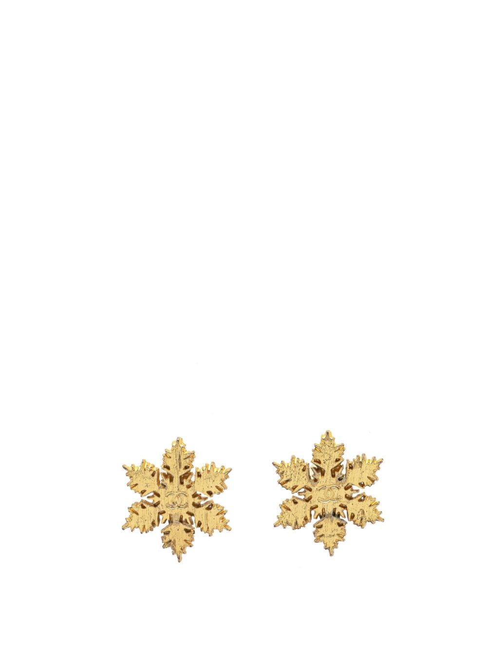 CHANEL Pre-Owned 2001 Gold Plated CC Snowflake Clip On costume earrings von CHANEL Pre-Owned