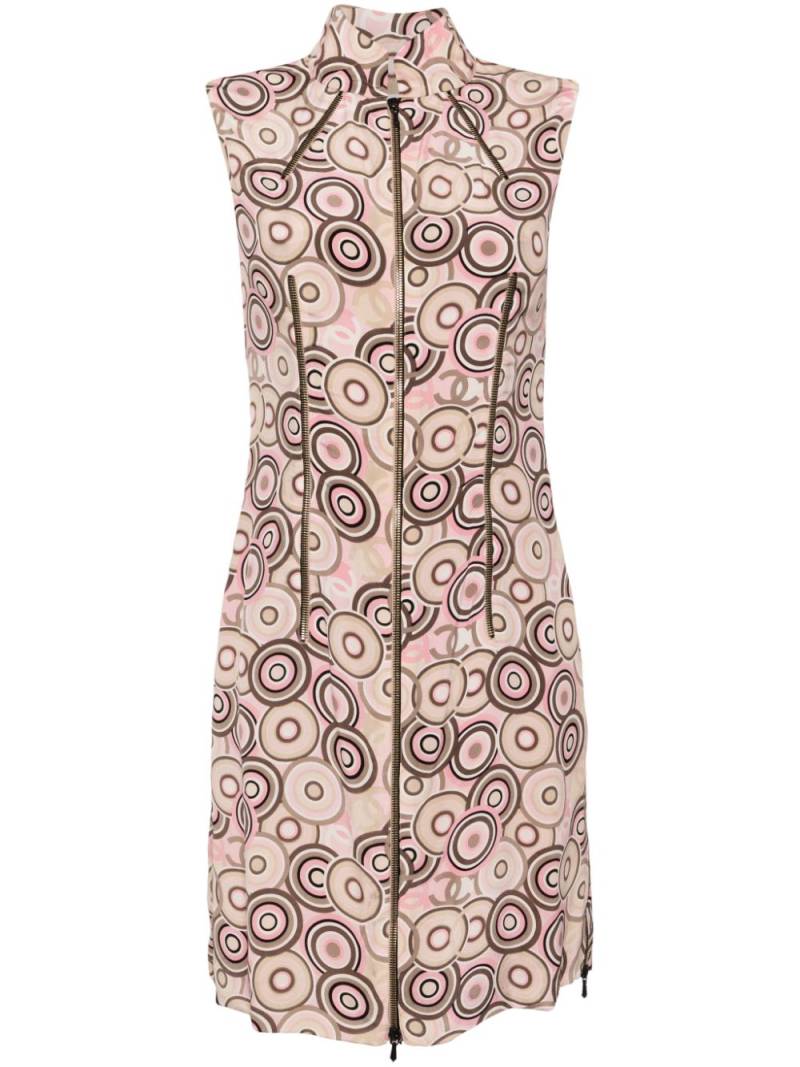 CHANEL Pre-Owned 2001 geometric-print silk dress - Pink von CHANEL Pre-Owned