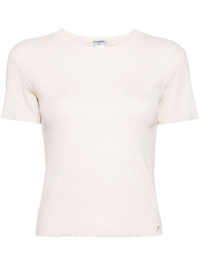 CHANEL Pre-Owned 2002 CC ribbed T-shirt - Neutrals von CHANEL Pre-Owned