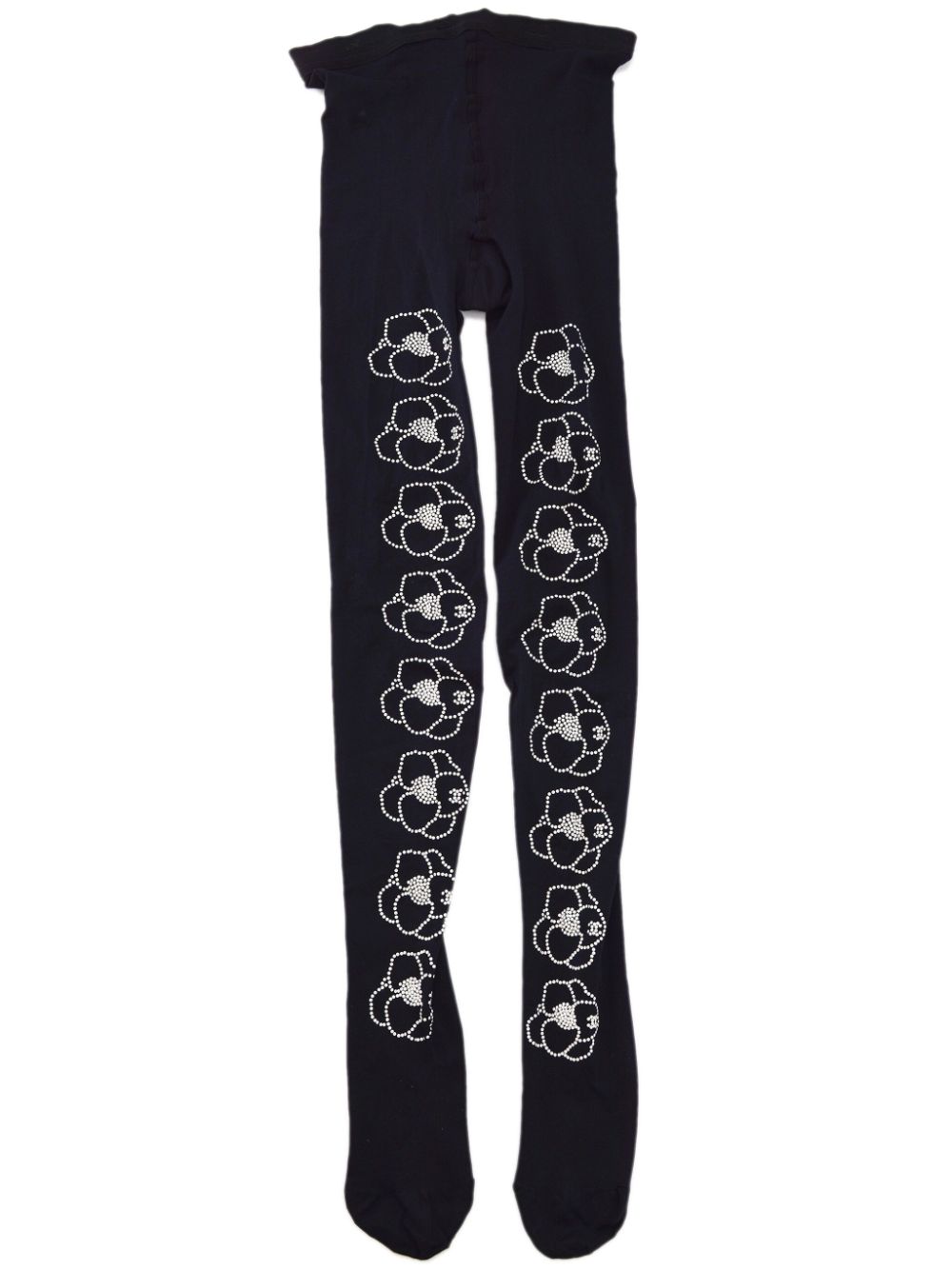 CHANEL Pre-Owned 2002 Camellia rhinestone-embellished tights - Black von CHANEL Pre-Owned