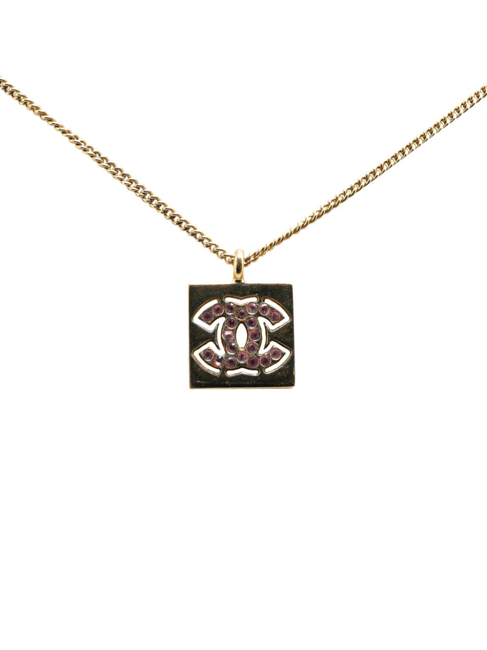 CHANEL Pre-Owned 2002 Gold Plated CC Rhinestones Pendant costume necklace von CHANEL Pre-Owned