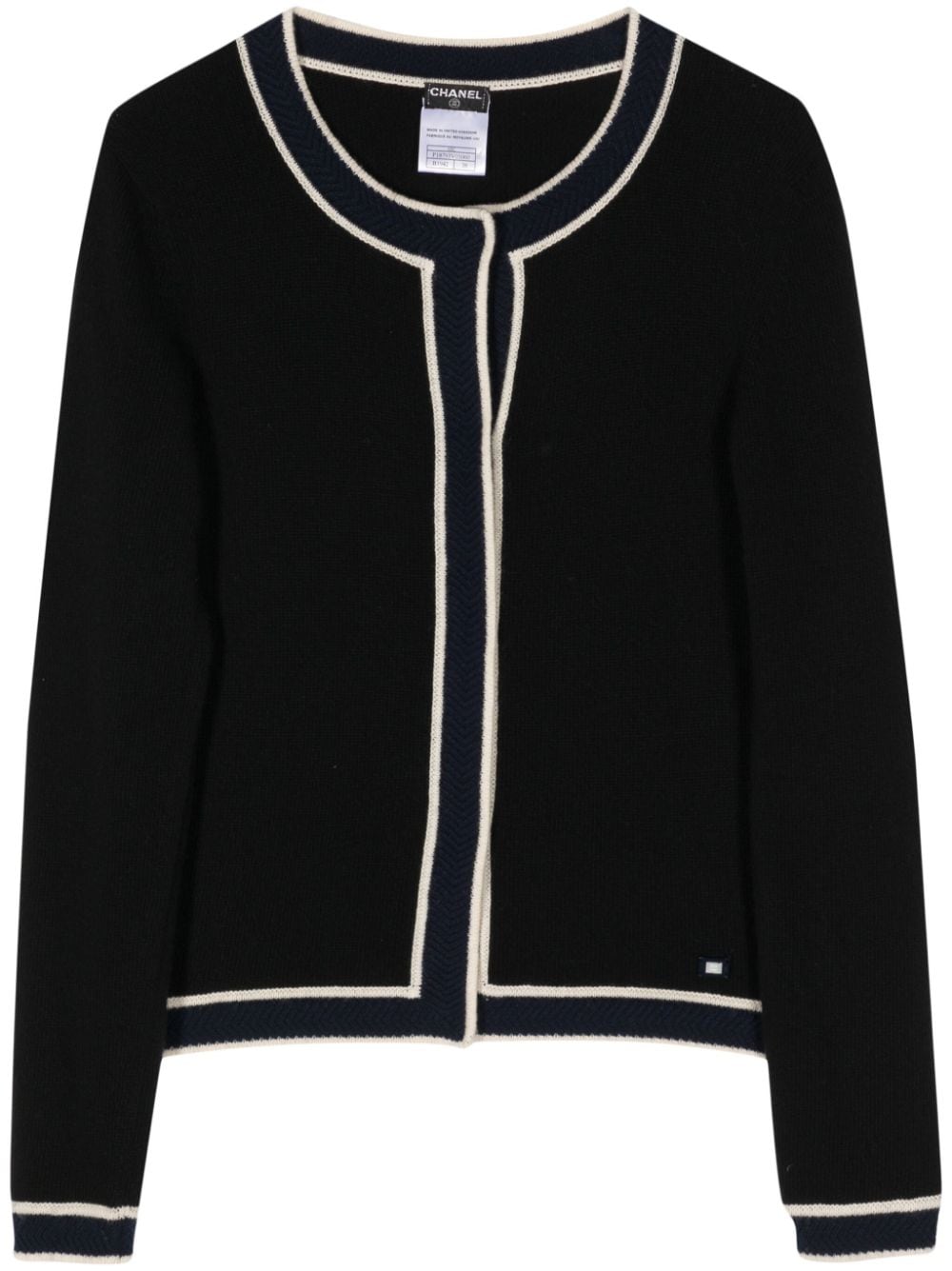 CHANEL Pre-Owned 2002 contrast-border cashmere cardigan - Black von CHANEL Pre-Owned