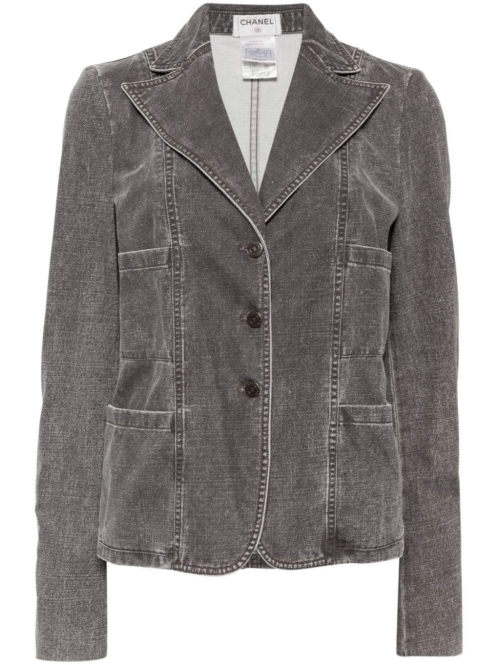 CHANEL Pre-Owned 2002 single-breasted denim blazer - Neutrals von CHANEL Pre-Owned