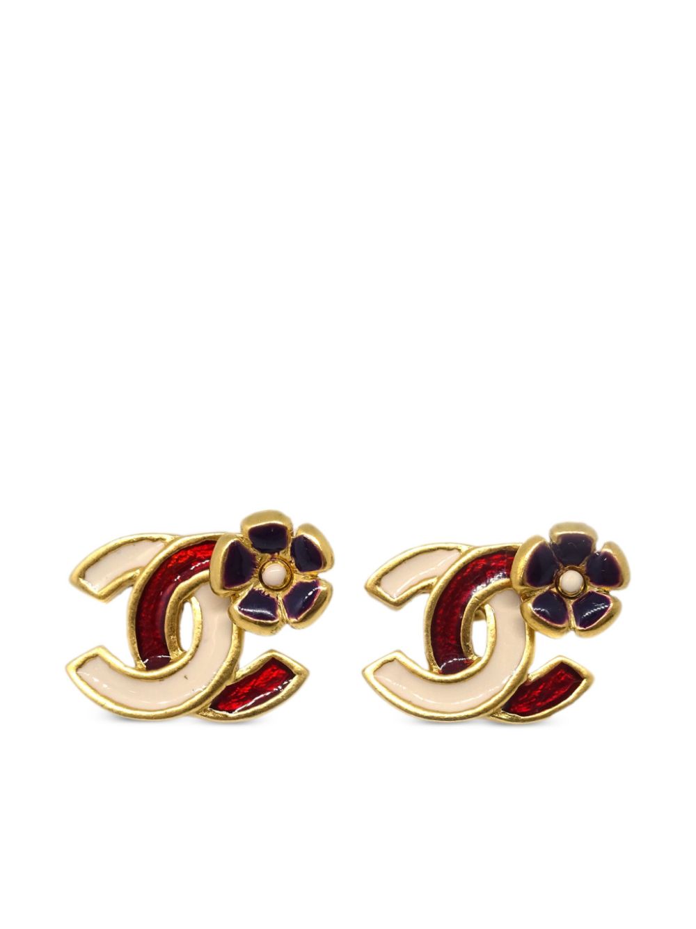 CHANEL Pre-Owned 2003 CC flower stud earrings - Gold von CHANEL Pre-Owned