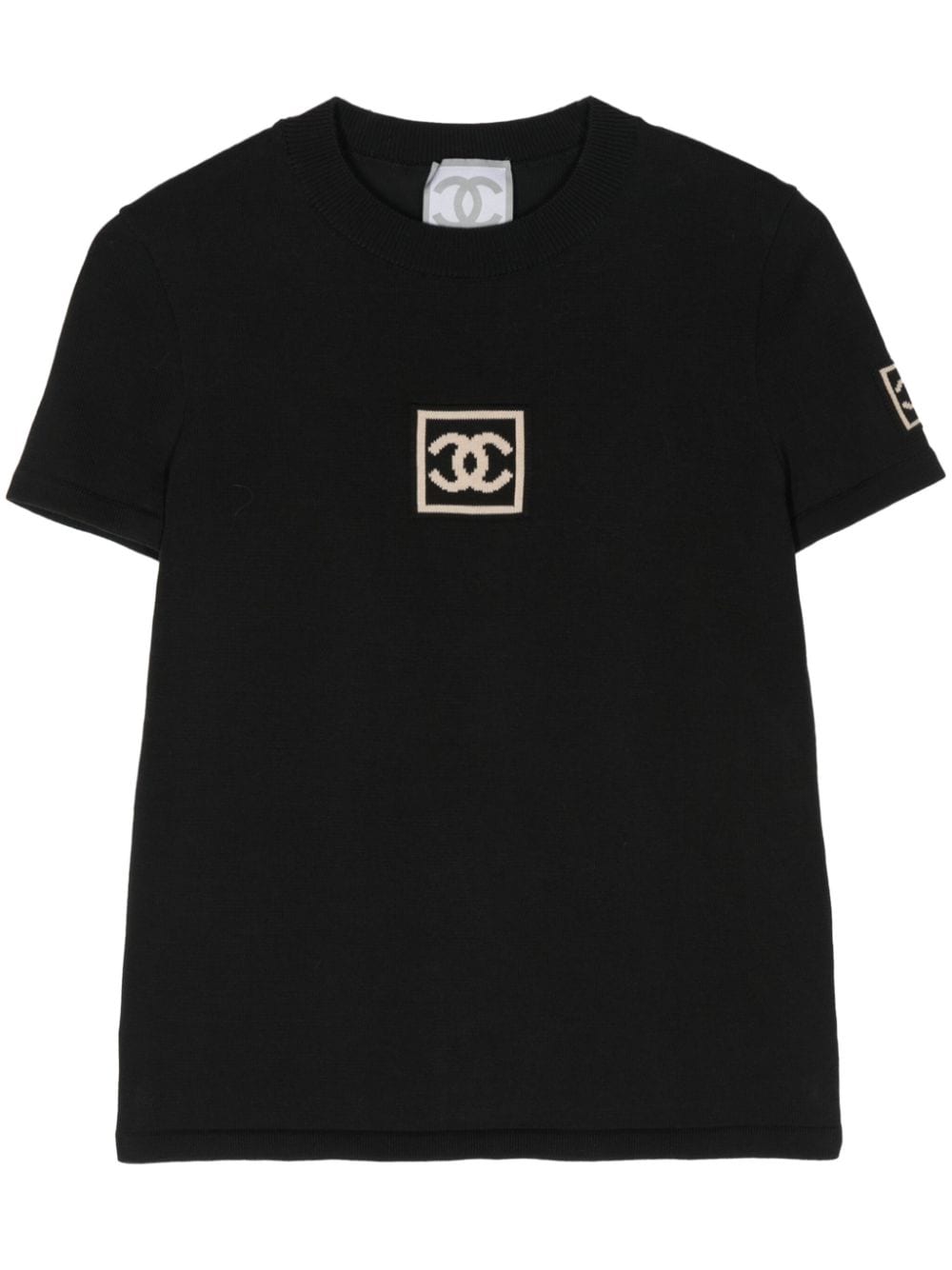 CHANEL Pre-Owned 2003 CC-intarsia cotton T-shirt - Black von CHANEL Pre-Owned