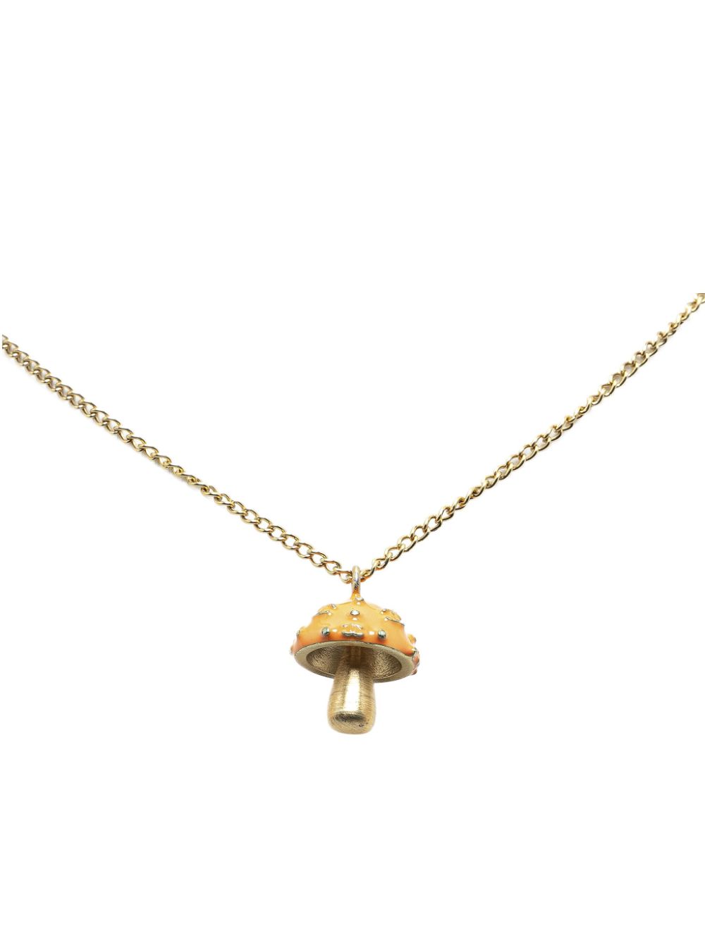 CHANEL Pre-Owned 2003 Gold Plated CC Mushroom Pendant costume necklace von CHANEL Pre-Owned