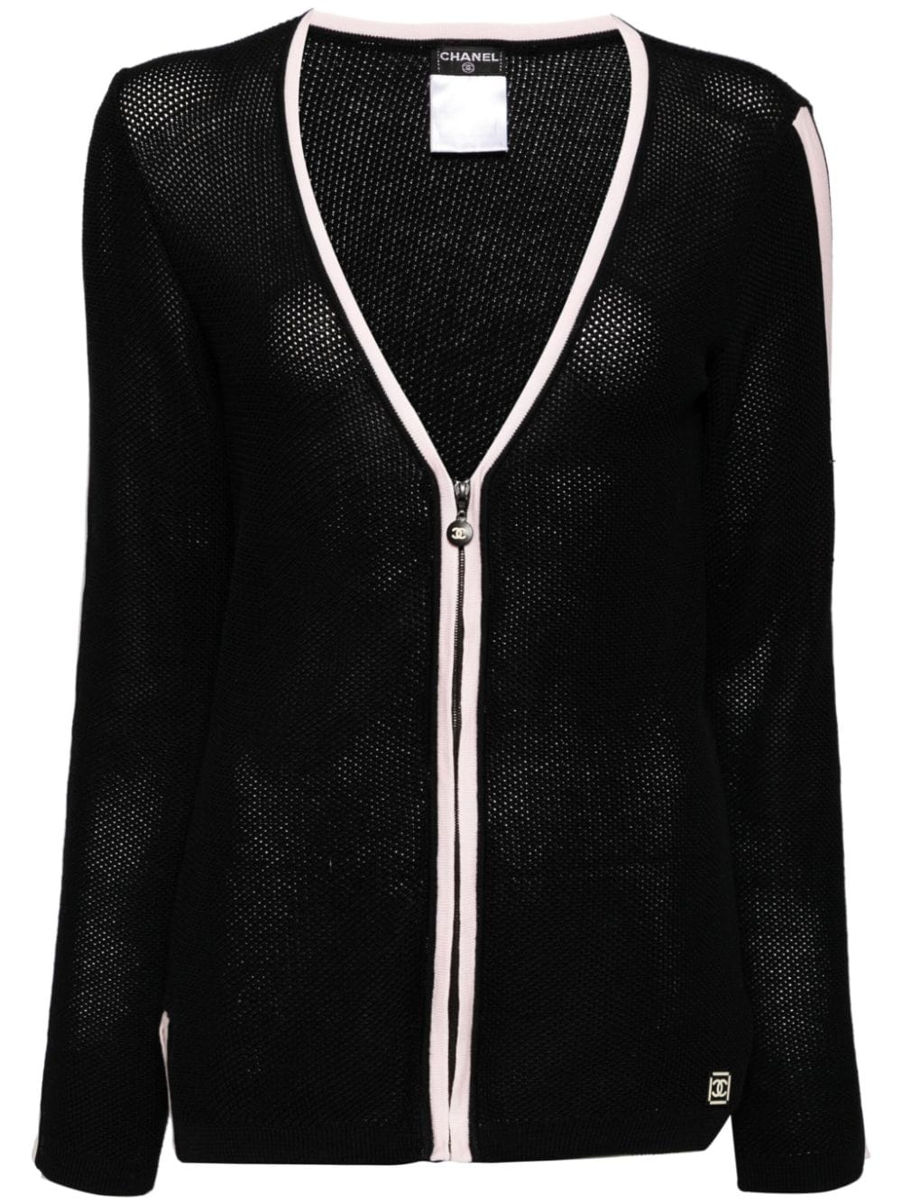 CHANEL Pre-Owned 2003 zip-up open-knit cardigan - Black von CHANEL Pre-Owned