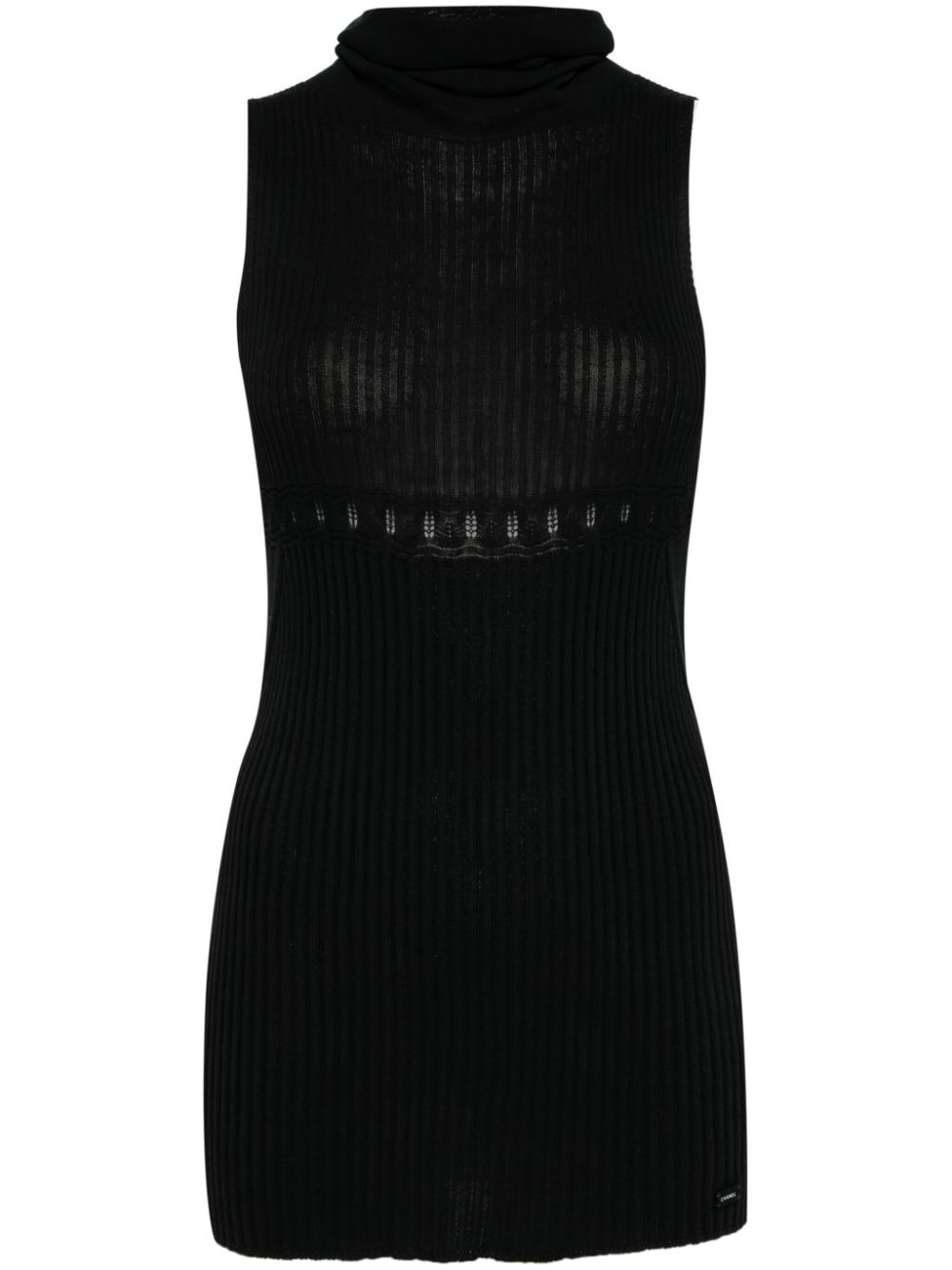 CHANEL Pre-Owned 2003s ribbed-knit sleeveless top - Black von CHANEL Pre-Owned