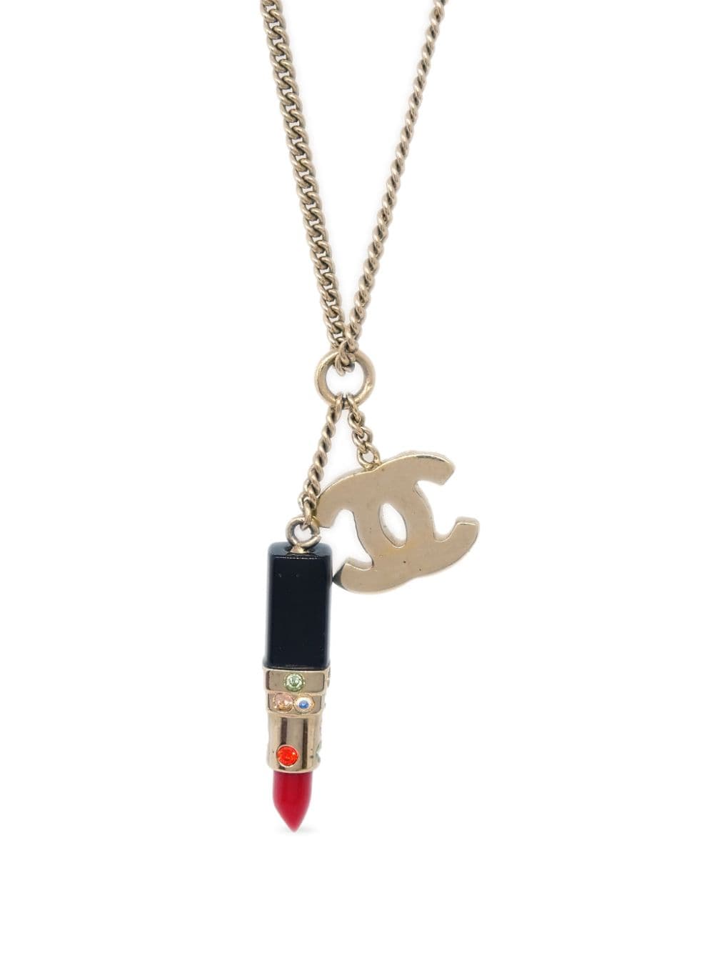 CHANEL Pre-Owned 2004 CC Lipstick pendant necklace - Gold von CHANEL Pre-Owned