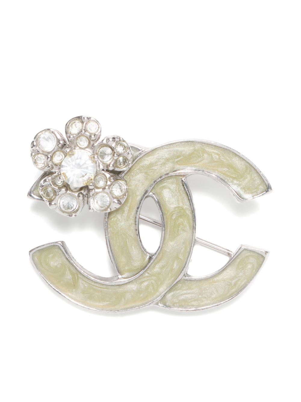 CHANEL Pre-Owned 2004 CC rhinestone brooch - Silver von CHANEL Pre-Owned