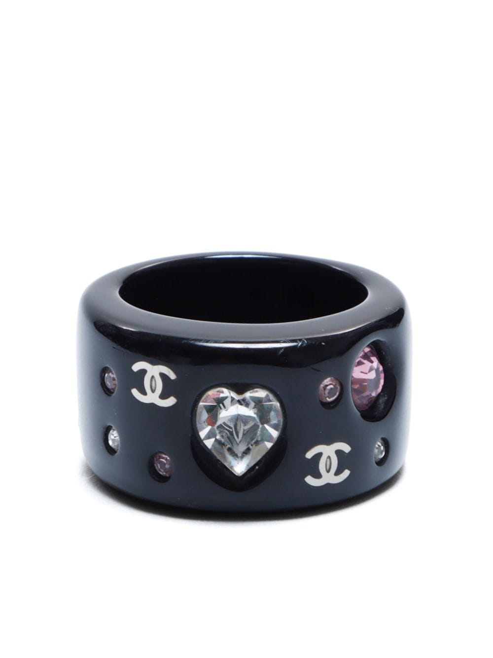 CHANEL Pre-Owned 2004 CC rhinestone ring - Black von CHANEL Pre-Owned