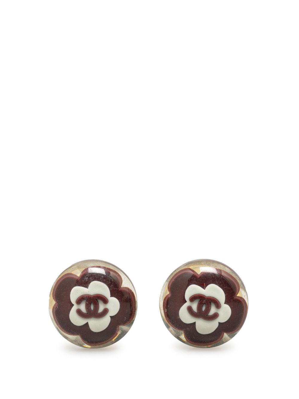 CHANEL Pre-Owned 2004 Resin CC Flower Clip-On costume earrings - Red von CHANEL Pre-Owned