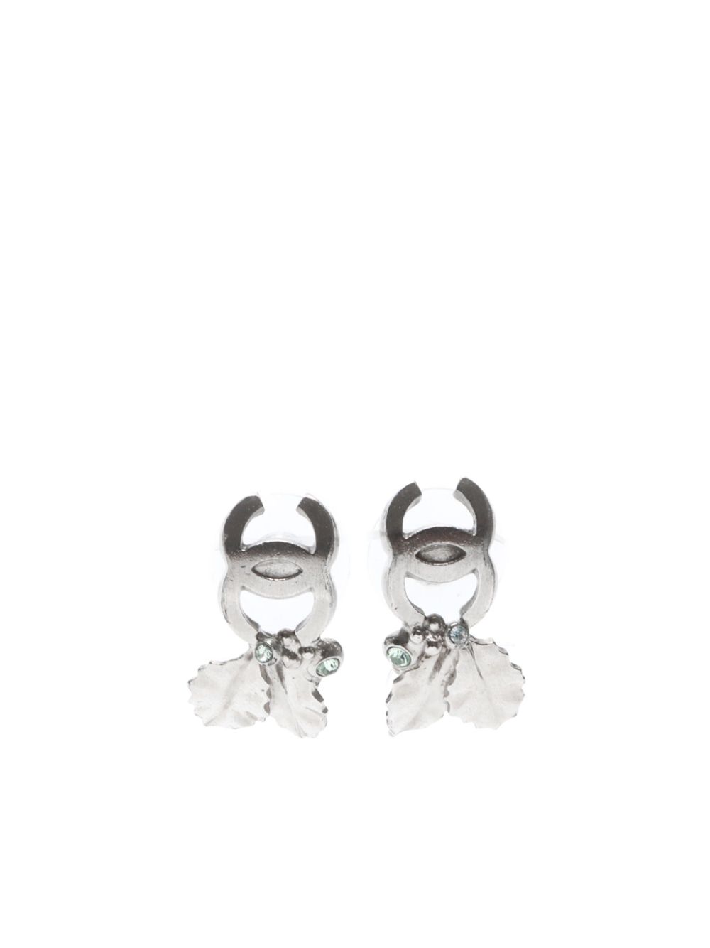 CHANEL Pre-Owned 2005 CC leaf stud earrings - Silver von CHANEL Pre-Owned