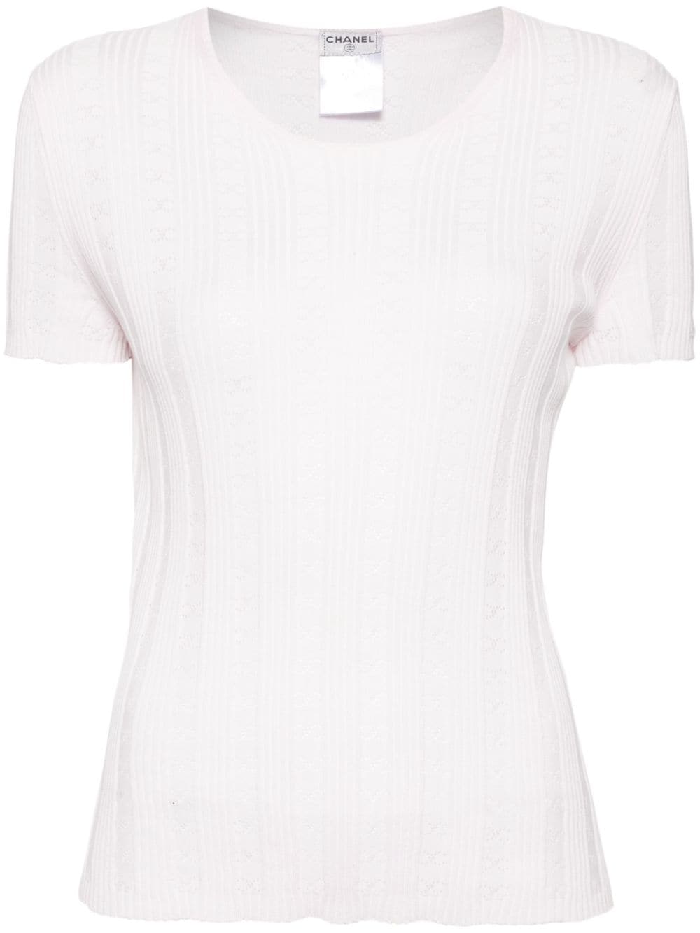 CHANEL Pre-Owned 2005 CC pointelle-knit T-shirt - Pink von CHANEL Pre-Owned