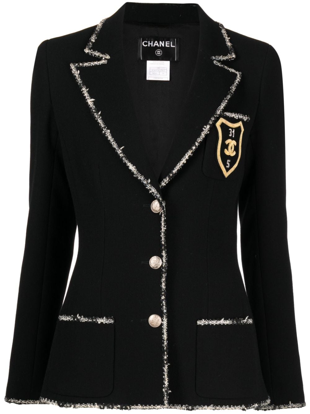 CHANEL Pre-Owned 2005 logo-embroidered wool blazer - Black von CHANEL Pre-Owned