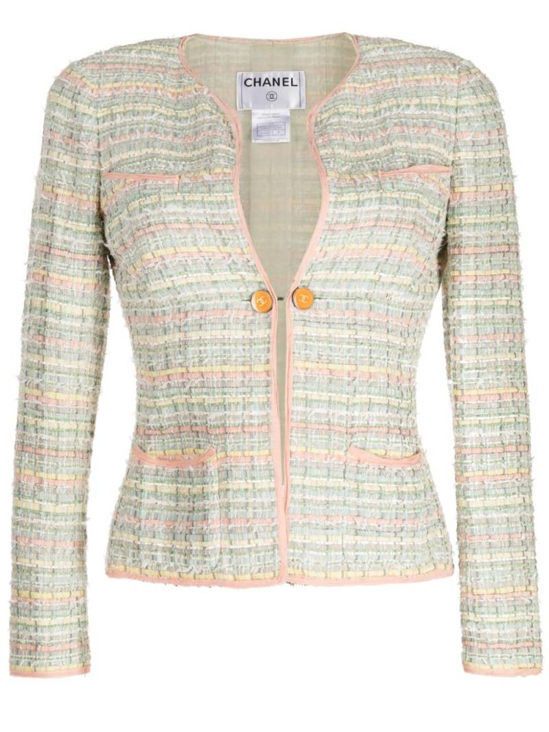 CHANEL Pre-Owned 2005 tweed single-breasted blazer - Green von CHANEL Pre-Owned