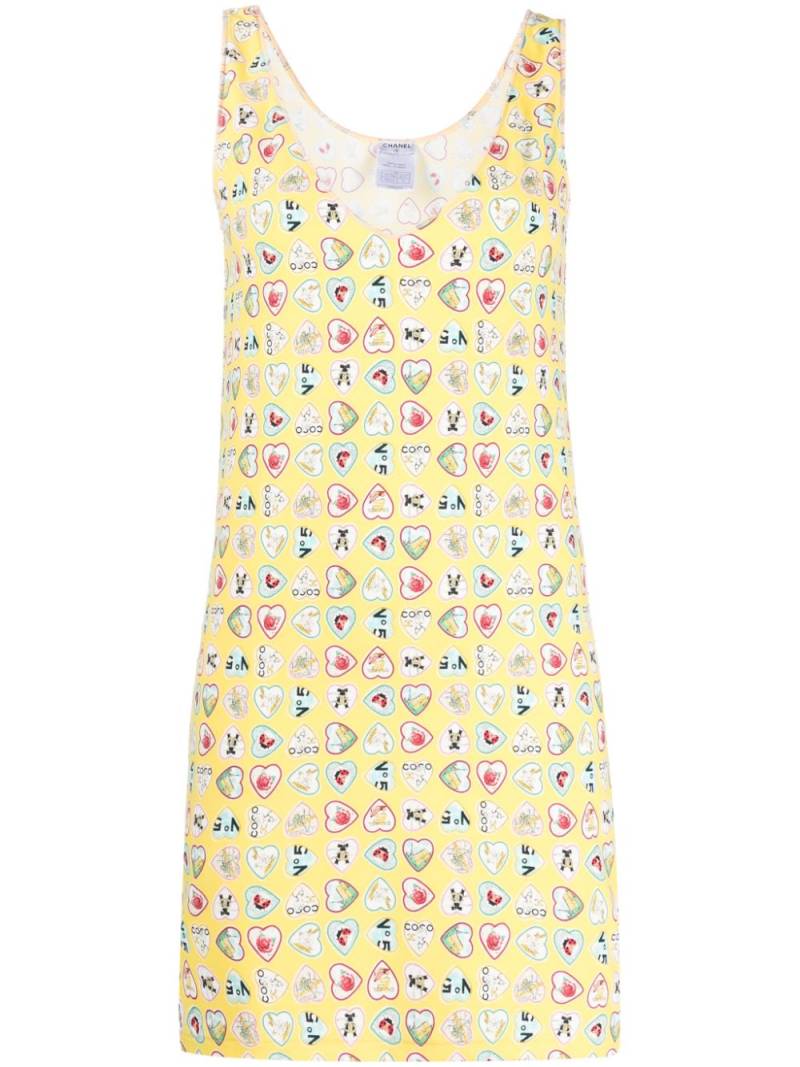 CHANEL Pre-Owned 2006 Valentine heart-print minidress - Yellow von CHANEL Pre-Owned