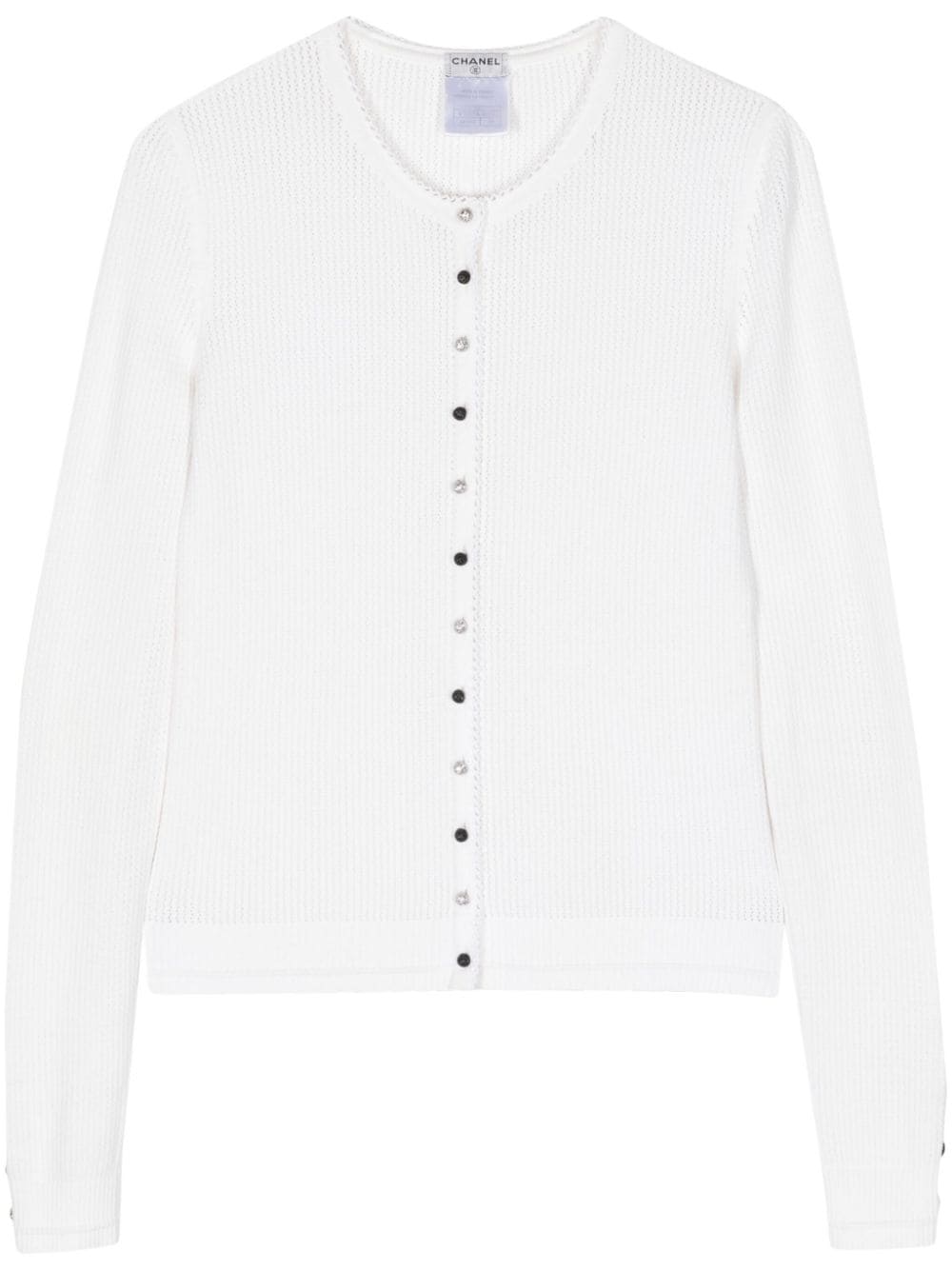 CHANEL Pre-Owned 2007 pointelle-knit cardigan - White von CHANEL Pre-Owned