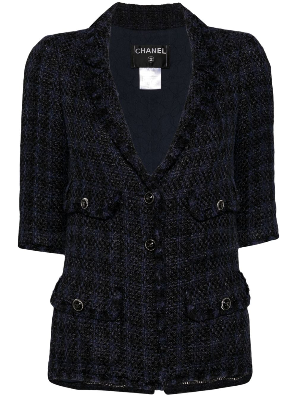 CHANEL Pre-Owned 2007 single-breasted tweed blazer - Blue von CHANEL Pre-Owned