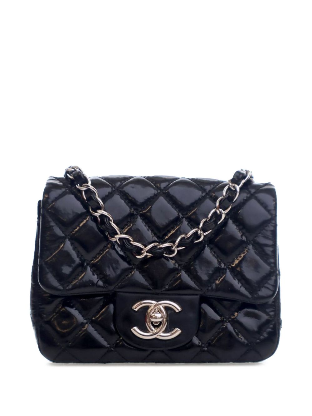 CHANEL Pre-Owned 2008-2009 Mini Square Classic Patent Single Flap crossbody bag - Black von CHANEL Pre-Owned